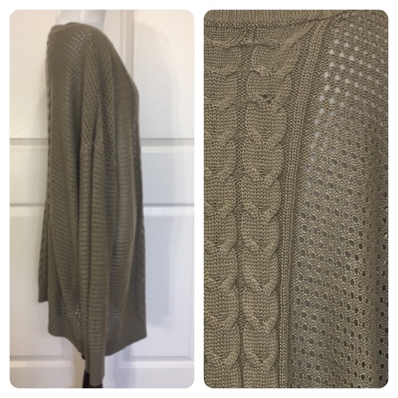 LF Millau sage green oversized deep v neck cable knit cotton sweater - Picture 2 of 5